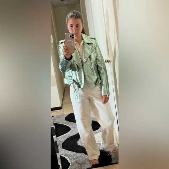 Walter Baker Allison Metallic Leather Moto Jacket -Lambskin - Size S NEW - Picture 8 of 17